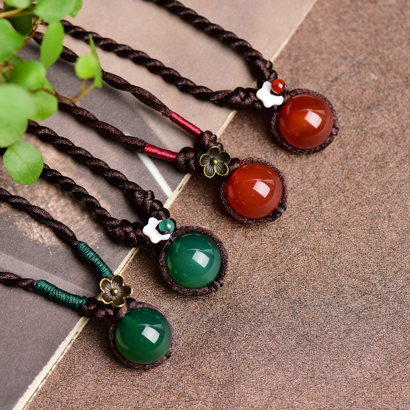 Weaving Retro Short Agate Necklace