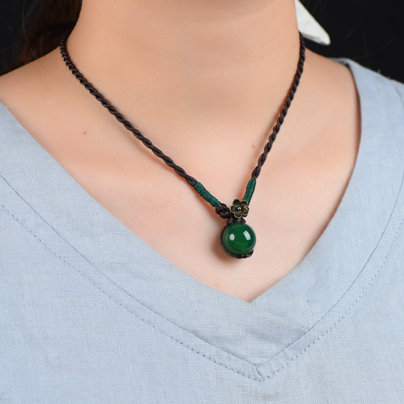Weaving Retro Short Agate Necklace
