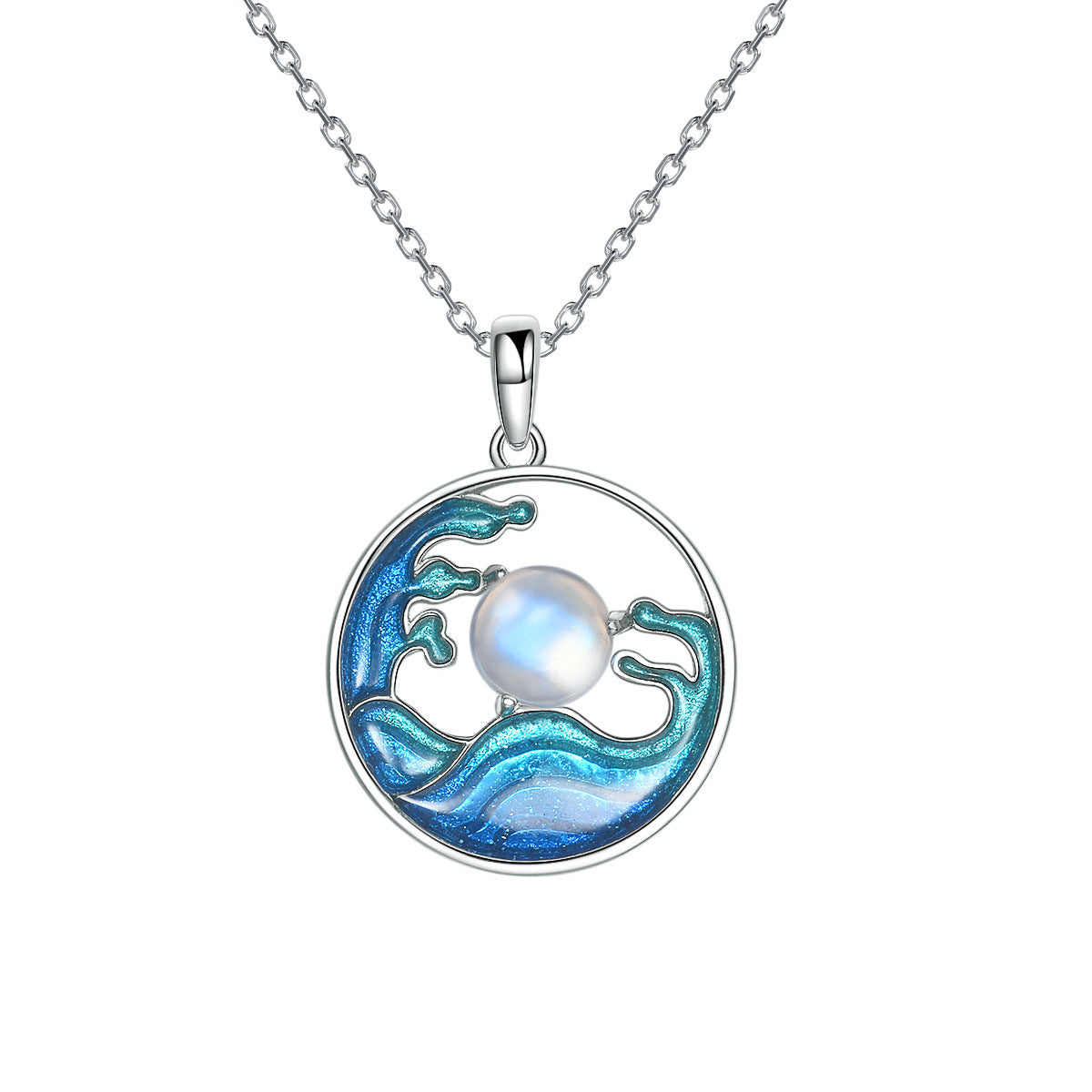 Silver Necklace Women's Sea Moon