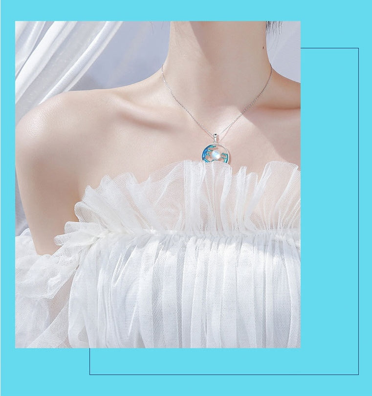 Silver Necklace Women's Sea Moon