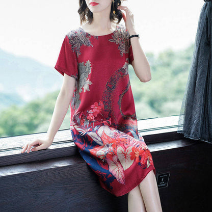 Ice Silk Mid-Length Mother'S Dress