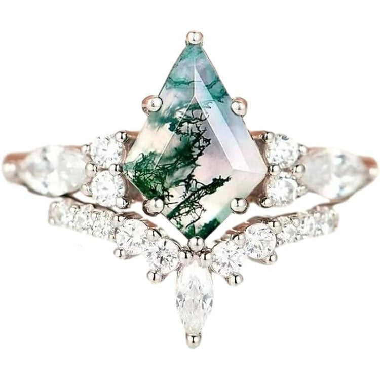 2pcs Natural Green Ring