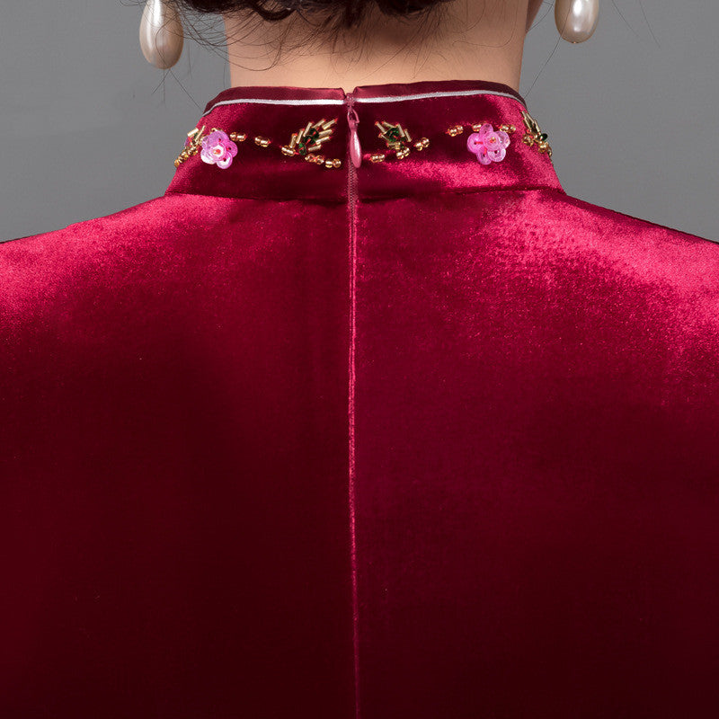 Long Beaded Cheongsam