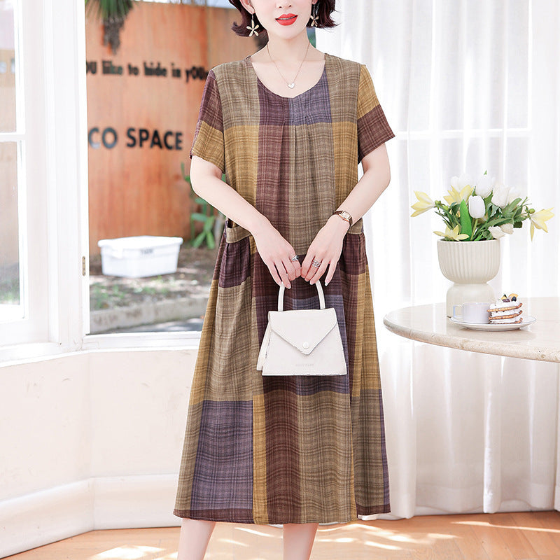 Middle-aged Cotton Silk Dress