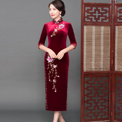 Long Beaded Cheongsam