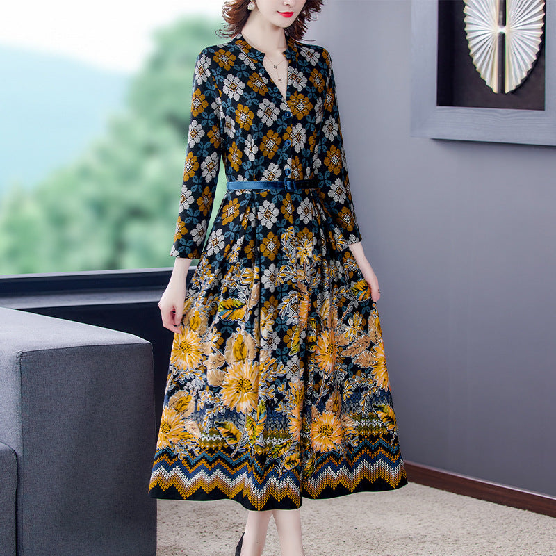 Temperament Age-reducing Printed Dress